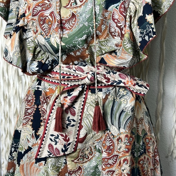 Chufy | Memories of Ancient Burma Flutter Sleeve Mini Dress Size Small - Picture 3 of 12